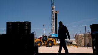 President Donald Trump arrives to deliver remarks about American energy production during a visit to the Double Eagle Energy Oil Rig, Wednesday, July 29, 2020, in Midland, Texas.
