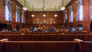 Courtroom at the Robert A. Grant Federal Building U.S. Courthouse, South Bend, Indiana.