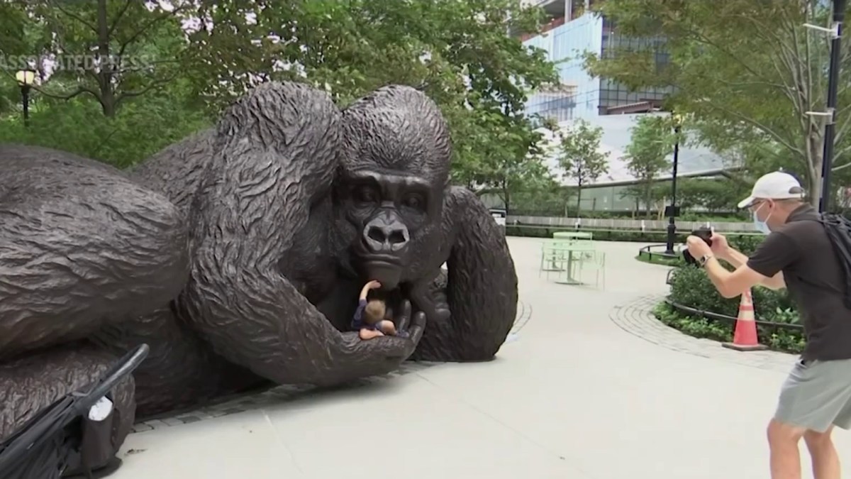 Giant Gorilla Statue Debuts in Hudson Yards NBC New York