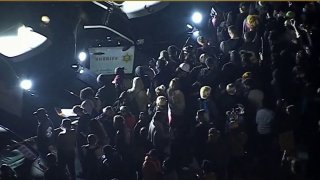 Protesters gather in South Los Angeles after a man was shot and killed by deputies on Aug. 31, 2020.