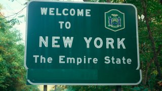 File photo of a welcome to New York sign.