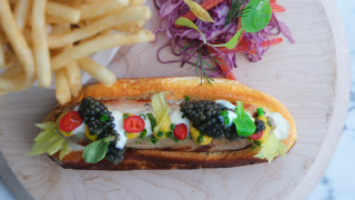 hot dog served with caviar priced at $75