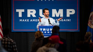 Donald Trump Jr. spoke to a crowd of around 250 people inside the DECC during his campaign event in Duluth on Wednesday, Sept. 9, 2020.