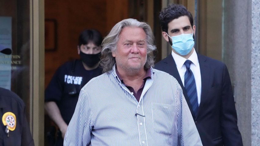 President Donald Trump's former Chief Strategist Stephen Bannon exits Manhattan Federal Court