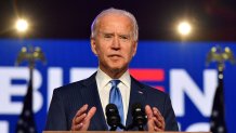 Democratic presidential nominee Joe Biden delivers remarks at the Chase Center in Wilmington, Delaware, on November 6, 2020. - Three days after the US election in which there was a record turnout of 160 million voters, a winner had yet to be declared.