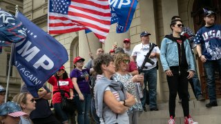 Trump supporters demonstrate at the Michigan state capitol