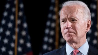 Democratic presidential candidate former Vice President Joe Biden delivers remarks about the coronavirus outbreak, at the Hotel Du Pont, March 12, 2020 in Wilmington, Delaware.