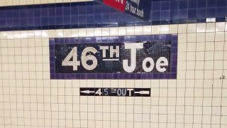Altered subway sign