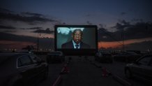 NEW YORK, NY - JULY 17: An image of Congressman John Lewis appears during a film screening at the Brooklyn Army Terminal on July 17, 2020 in the Brooklyn borough in New York City. The opening night on Friday evening features a documentary called "John Lewis: Good Trouble" by director Dawn Porter, a chronicle of the life and career of legendary civil rights advocate Congressman John Lewis. (Photo by Stephanie Keith/Getty Images)