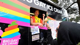 The Big Gay Ice Cream Truck serves festival-goers at Chipotle's "Cultivate San Francisco" a culinary celebration in Golden Gate Park