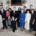 President Ronald Reagan Posing with Wife Nancy and Family Members