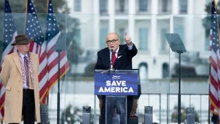 In this Jan. 6, 2021, file photo, President Donald Trump's personal lawyer Rudy Giuliani speaks to supporters from The Ellipse near the White House in Washington, D.C.