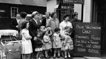 6th May 1956:  First injections for children against polio at a clinic in Hendon, Middlesex County, England.  (Photo by Monty Fresco Jnr/Topical Press Agency/Getty Images)