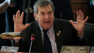 In this March 22, 2012 file photo, New Jersey Sen. Gerald Cardinale, R-Cresskill complains of the negative tone