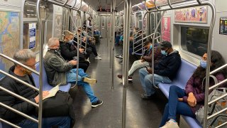 Riders on subway