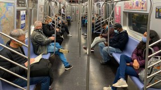 Riders on subway