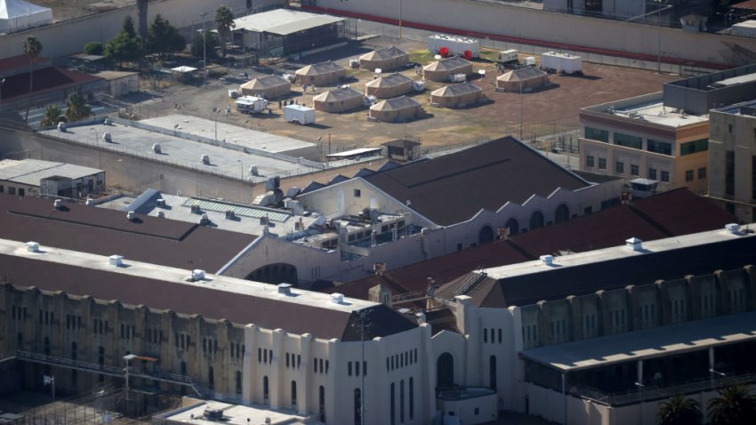 File Image: A view of a new emergency care facility that was erected to treat inmates infected with COVID-19 at San Quentin State Prison on July 08, 2020 in San Quentin, California.