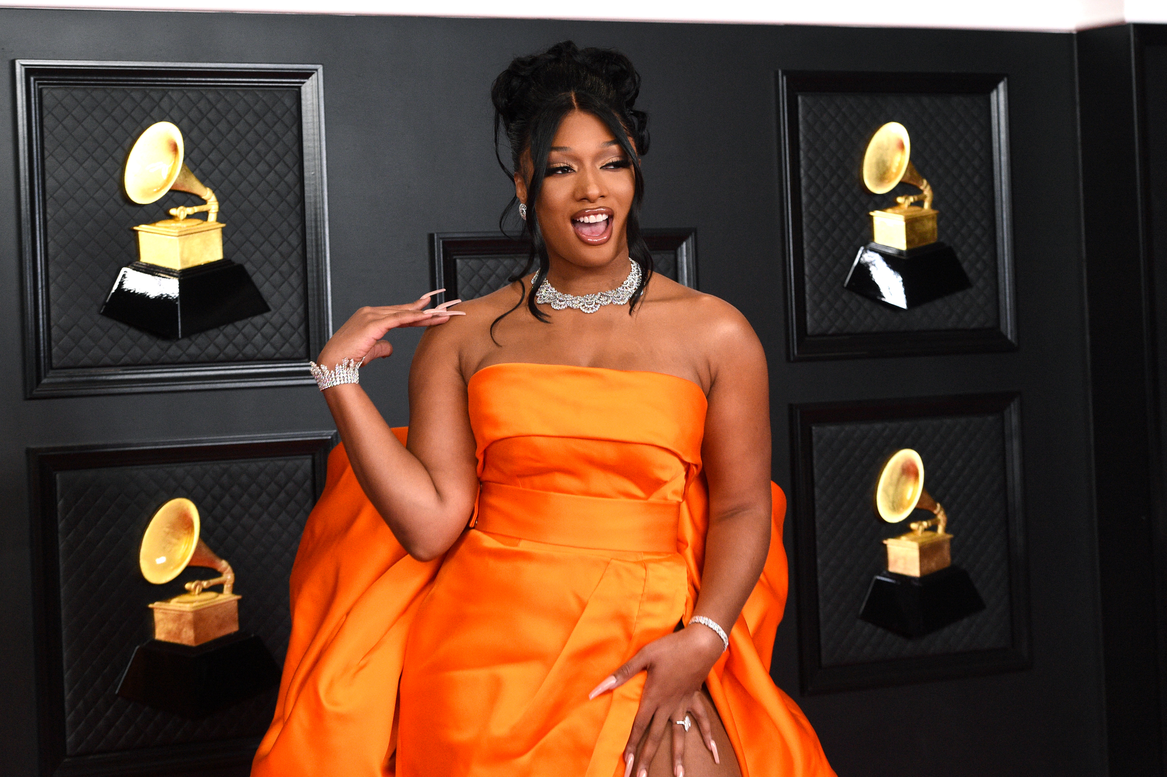 Megan Thee Stallion, nominated in several categories including Best New Artist, attends the 63rd Annual GRAMMY Awards in Los Angeles.