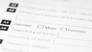 Male and female check boxes on form