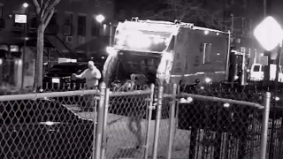Surveillance video captured an apparent violent attack in Brooklyn early Wednesday morning against a city sanitation crew.