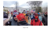 Julian Khater in blue Trump hat, George Tanios in red hat, identified by federal officials in court documents