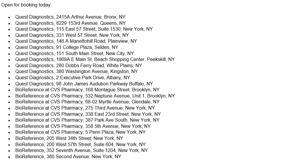 ny rapid testing sites