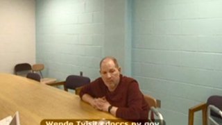 In this image taken from video, Harvey Weinstein appears from prison during his virtual extradition hearing