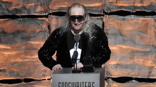 In this June 14, 2012, file photo, inductee Jim Steinman speaks at the 2012 Songwriters Hall of Fame induction and awards gala at the Marriott Marquis Hotel in New York.