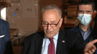 Senate Majority Leader Chuck Schumer appeared at a Manhattan seafood eatery on Sunday to urge restaurateurs to apply for the soon-to-launch $28.6 billion federal restaurant relief program.