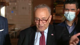 Senate Majority Leader Chuck Schumer appeared at a Manhattan seafood eatery on Sunday to urge restaurateurs to apply for the soon-to-launch $28.6 billion federal restaurant relief program.