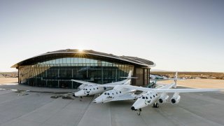 Virgin Galactic’s spacecraft outside Spaceport America in New Mexico.