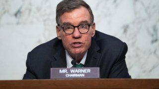 U.S. Senator Mark Warner, Democrat of Virginia and Chairman of the Senate Select Committee on Intelligence, holds a hearing about worldwide threats, on Capitol Hill in Washington, DC, April 14, 2021.