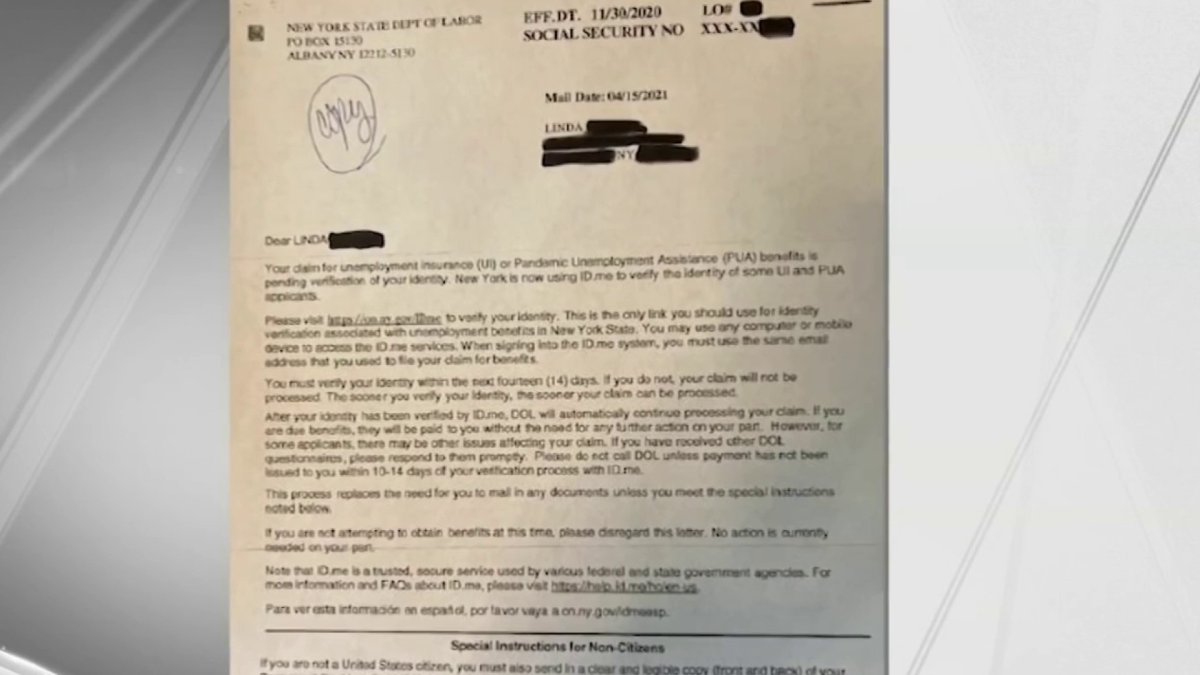 Warning Over Unemployment Letter Arriving in Mail – NBC New York
