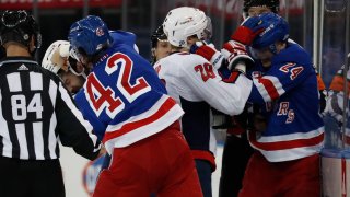 Rangers and Capitals players fight