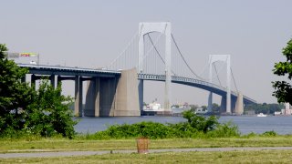 The Throgs Neck Bridge spans the East River between Queens (foreground) and the Bronx. (Photo by Bill Turnbull/NY Daily News Archive via Getty Images)