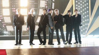 (l-r) Jimin, J-Hope, Jin, Jungkook, RM, Suga, and V of BTS