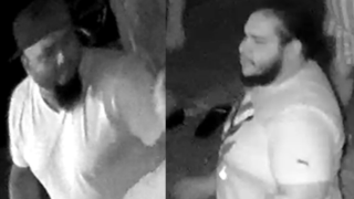 Police released surveillance images of two men wanted for sending a man to the hospital over a parking space.