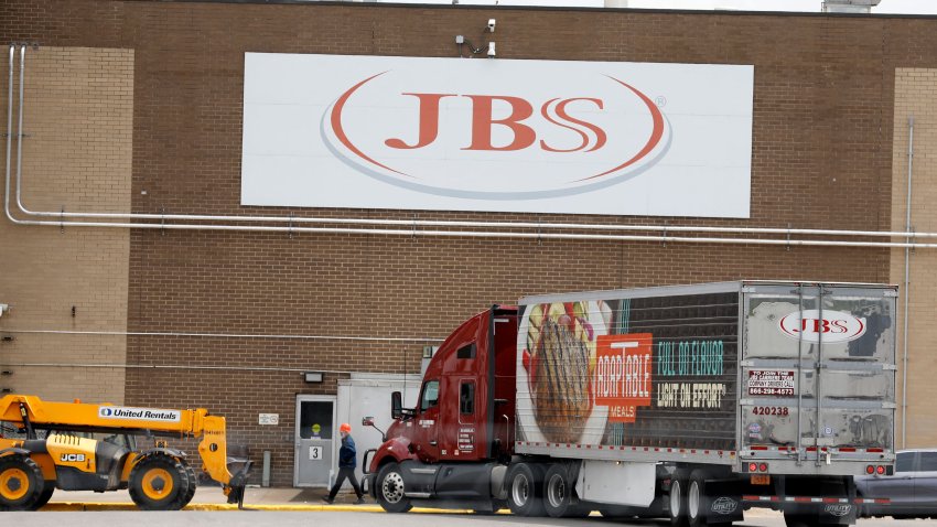 The JBS meat placing plant is viewed in Plainwell, Michigan on June 2, 2021. - An American subsidiary of Brazilian meat processor JBS told the US government that it has received a ransom demand in a cyberattack it believes originated in Russia, forcing some plants to cut production. JBS received the demand from "a criminal organization likely based in Russia" following the attack that has affected its operations in Australia and North America, White House spokeswoman Karine Jean-Pierre said on June 1,2021. According to plant security this facility that processes beef is back online.