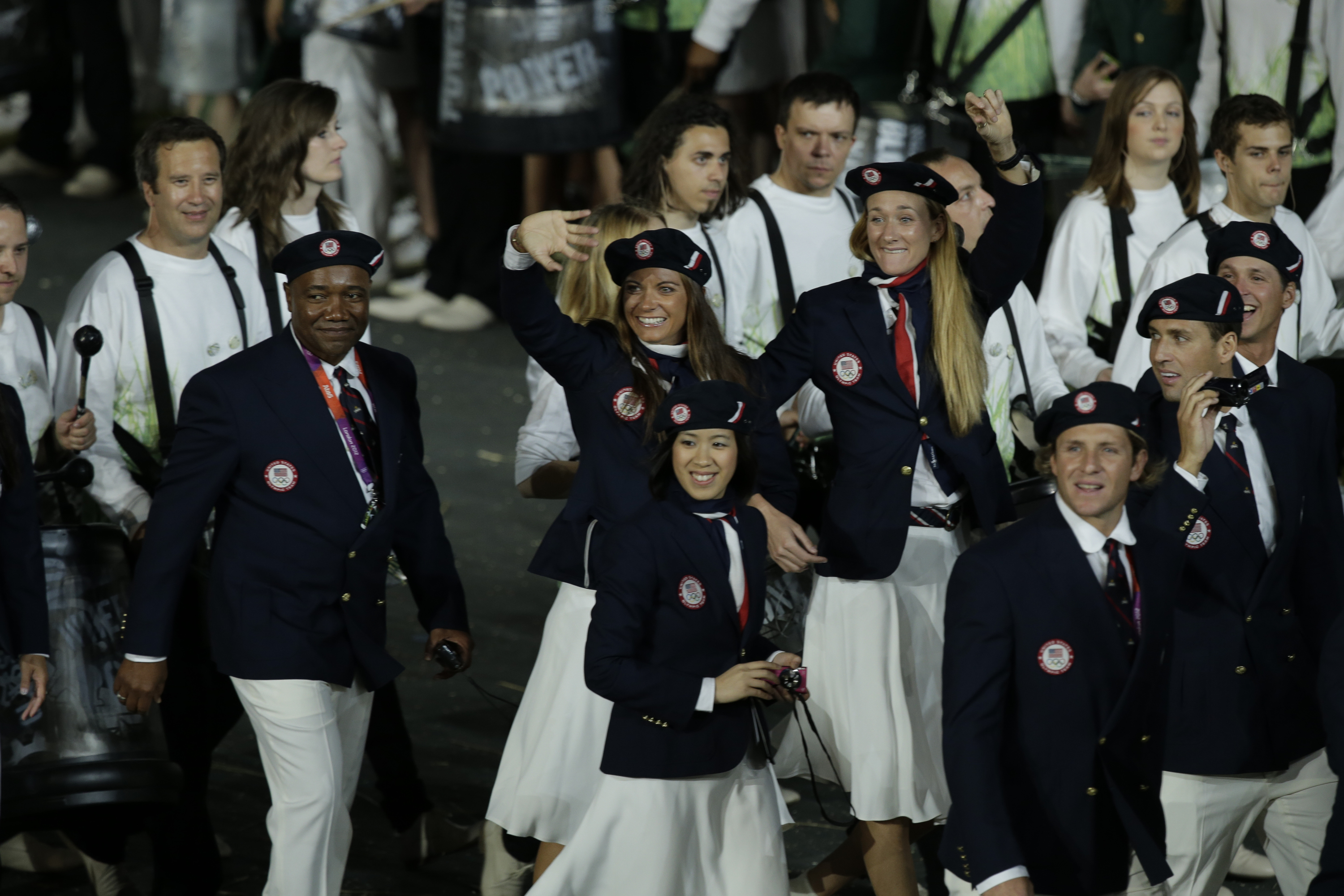 tým USA během slavnostního zahájení Letních olympijských her 2012, které se konaly v Londýně v Anglii dne 27. července 2012.