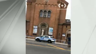 Police respond to a shooting outside a church in the Bronx.