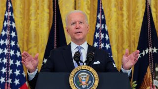U.S. President Joe Biden speaks about the pace of coronavirus disease (COVID-19) vaccinations in the United States during remarks in the East Room of the White House in Washington, U.S., July 29, 2021.