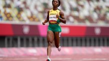Shelly-Ann Fraser-Pryce of Jamaica wins a heat in the women's 100-meter run at the 2020 Summer Olympics, Friday, July 30, 2021, in Tokyo.