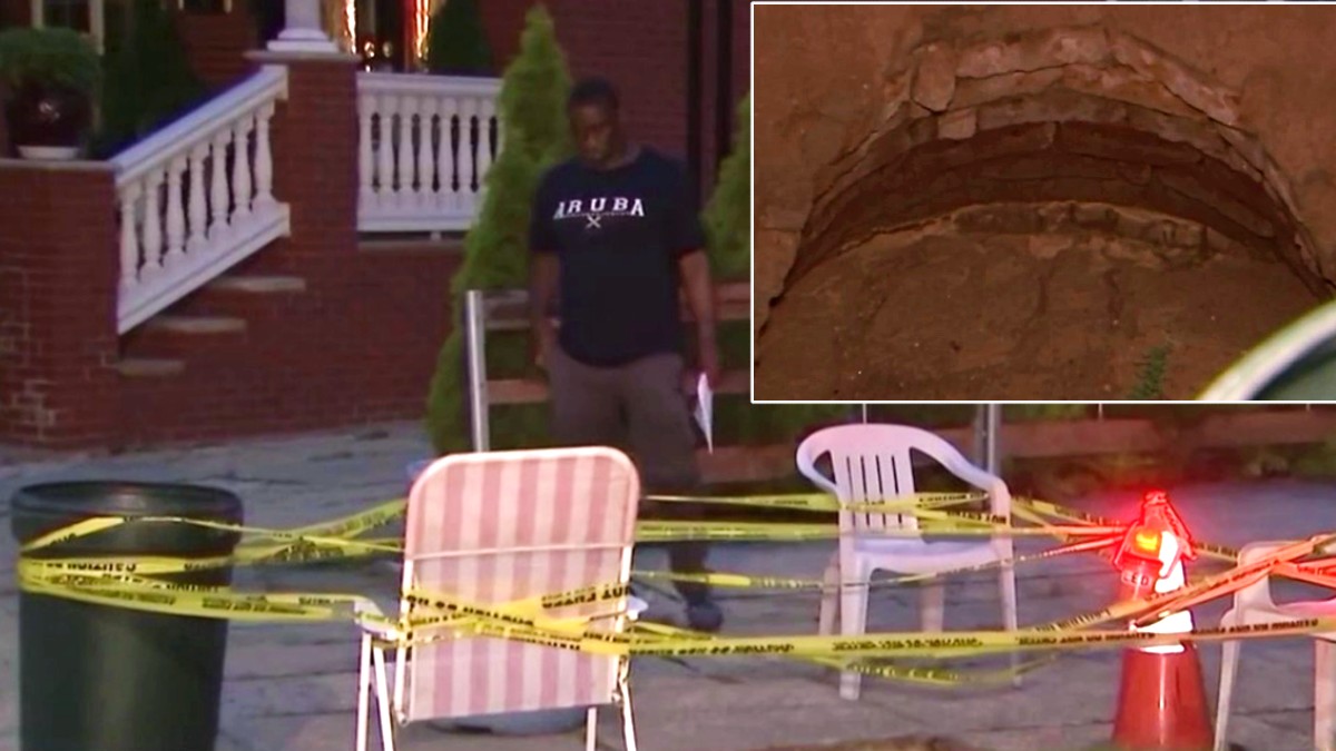 8Foot Deep Sinkhole Exposes Underground Wall in NY Family’s Driveway