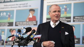 Phil Murphy, New Jersey's governor, speaks at a news conference after touring the New Jersey Convention and Exposition Center Covid-19 vaccination site in Edison, New Jersey on January 15, 2021.