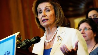 Speaker of the House Nancy Pelosi (D-CA) speaks during a news conference with mothers helped by Child Tax Credit payments at the U.S. Capitol in Washington, July 20, 2021.