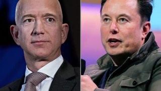 Jeff Bezos, left, and Elon Musk