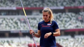 Sara Kolak of Team Croatia competes in the Women's Javelin Throw Qualification on day eleven of the Tokyo 2020 Olympic Games