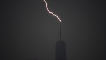 Freedom tower takes the hit from Henri around 7:30 p.m. Saturday.