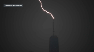 Lightning strikes the World Trade Center in New York City