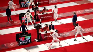 Modern pentathlon fencing piste